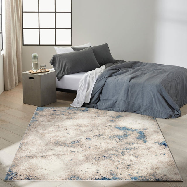Calvin Klein Home Ck022 Infinity Ifn05 Ivory Grey Blue Rug.