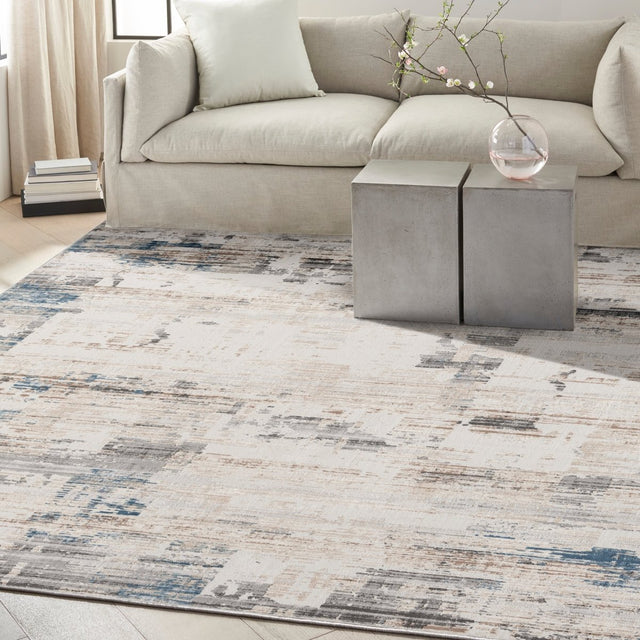 Calvin Klein Home Ck022 Infinity Ifn06 Ivory Grey Blue Rug.