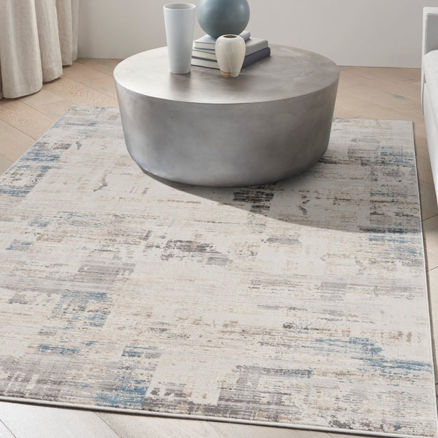 Calvin Klein Home Ck022 Infinity Ifn06 Ivory Grey Blue Rug.