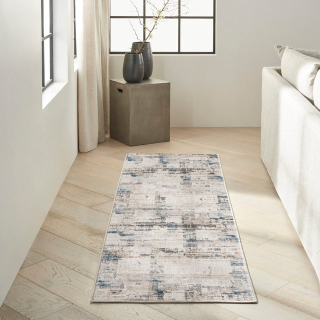 Calvin Klein Home Ck022 Infinity Ifn06 Ivory Grey Blue Rug.