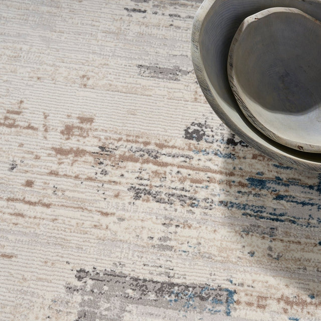 Calvin Klein Home Ck022 Infinity Ifn06 Ivory Grey Blue Rug.