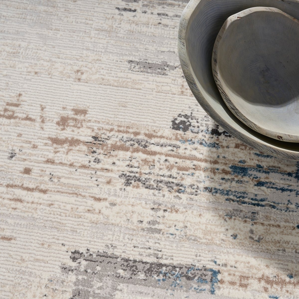 Calvin Klein Home Ck022 Infinity Ifn06 Ivory Grey Blue Rug.