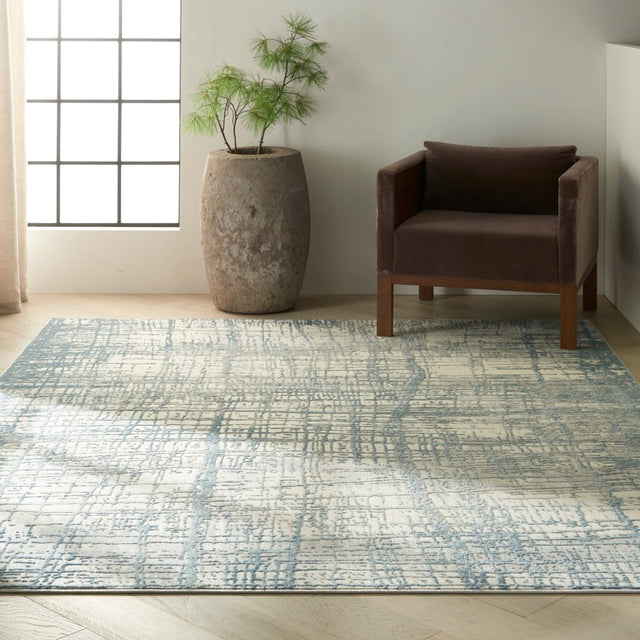 Calvin Klein Home Rush Ck950 Ivory Blue Rugs.