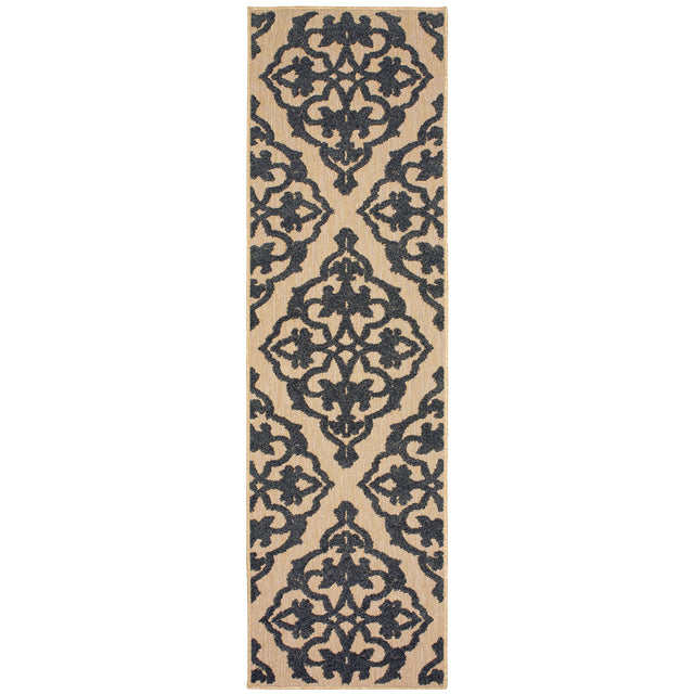 Oriental Weavers Sphinx Cayman 001B9 Sand / Charcoal Rug - 2'3" x 7'6" runner view
