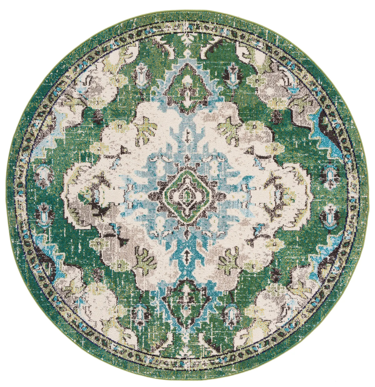 Safavieh Madison 5'-0" x 5'-0" Rug in Green / Light Blue
