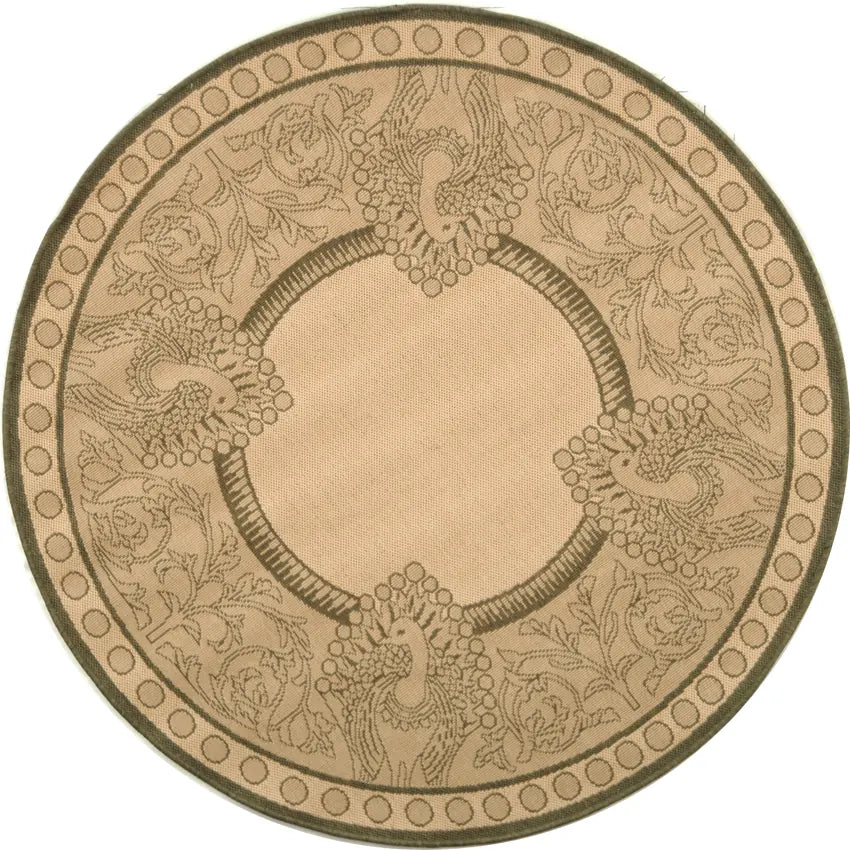 Safavieh Courtyard 5'-3" x 5'-3" Rug in Natural / Olive