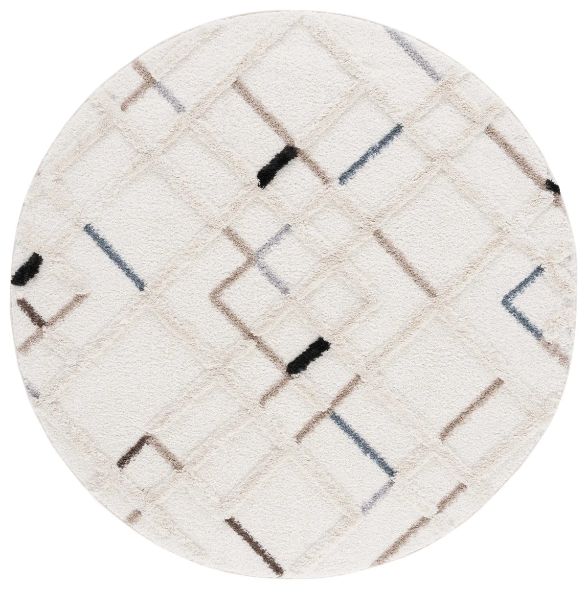 Safavieh Hi-Lo Shag 6'-7" x 6'-7" Rug in Light Beige / Beige