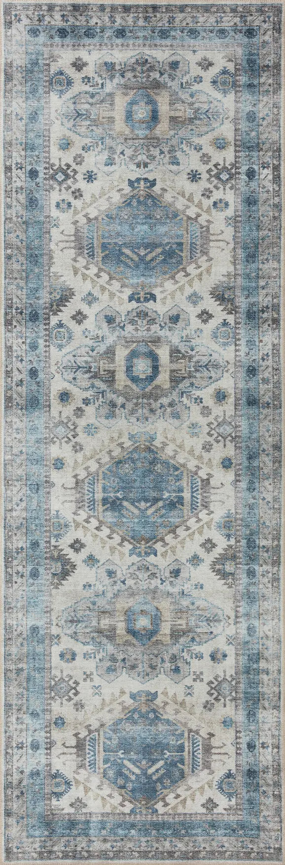 Loloi Heidi Hei-04 Ivory/Ocean Rugs - runner flat