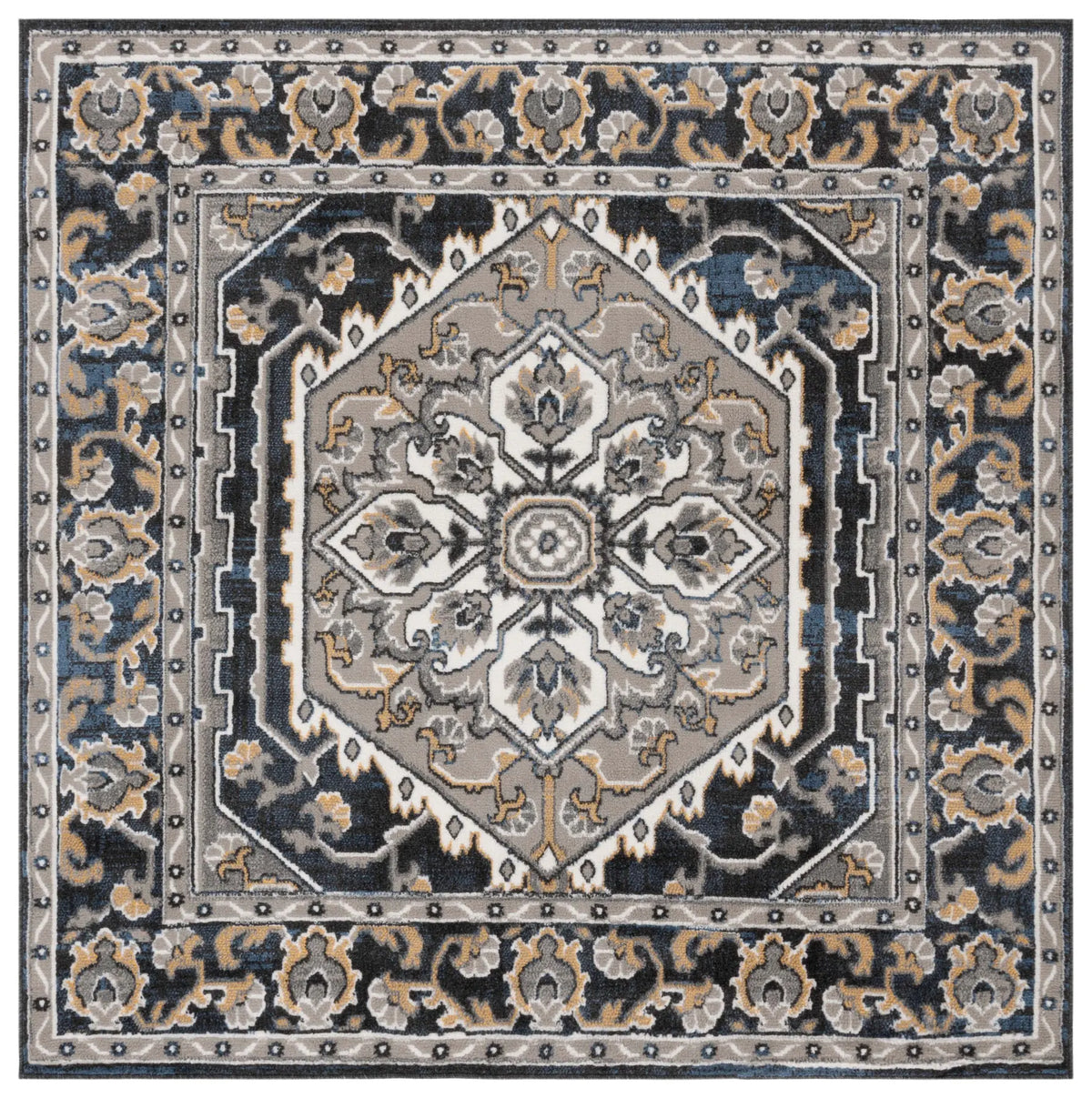 Safavieh Pyramid 6'-7" x 6'-7" Rug in Grey / Navy Gold