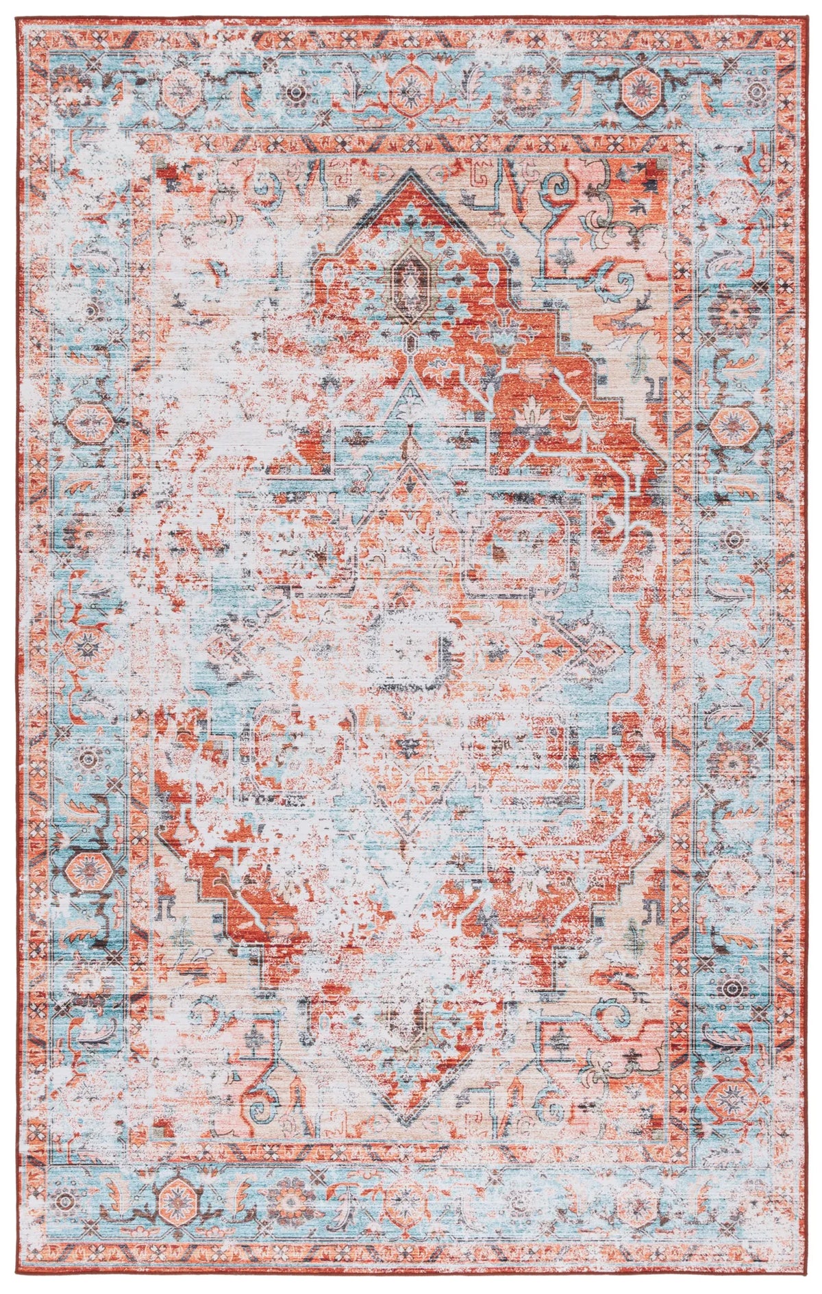 Safavieh Tucson 4'-0" x 6'-0" Rug in Turquoise / Rust