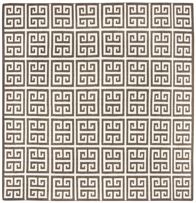 Safavieh Dhurries 7'-0" x 7'-0" Rug in Brown / Ivory