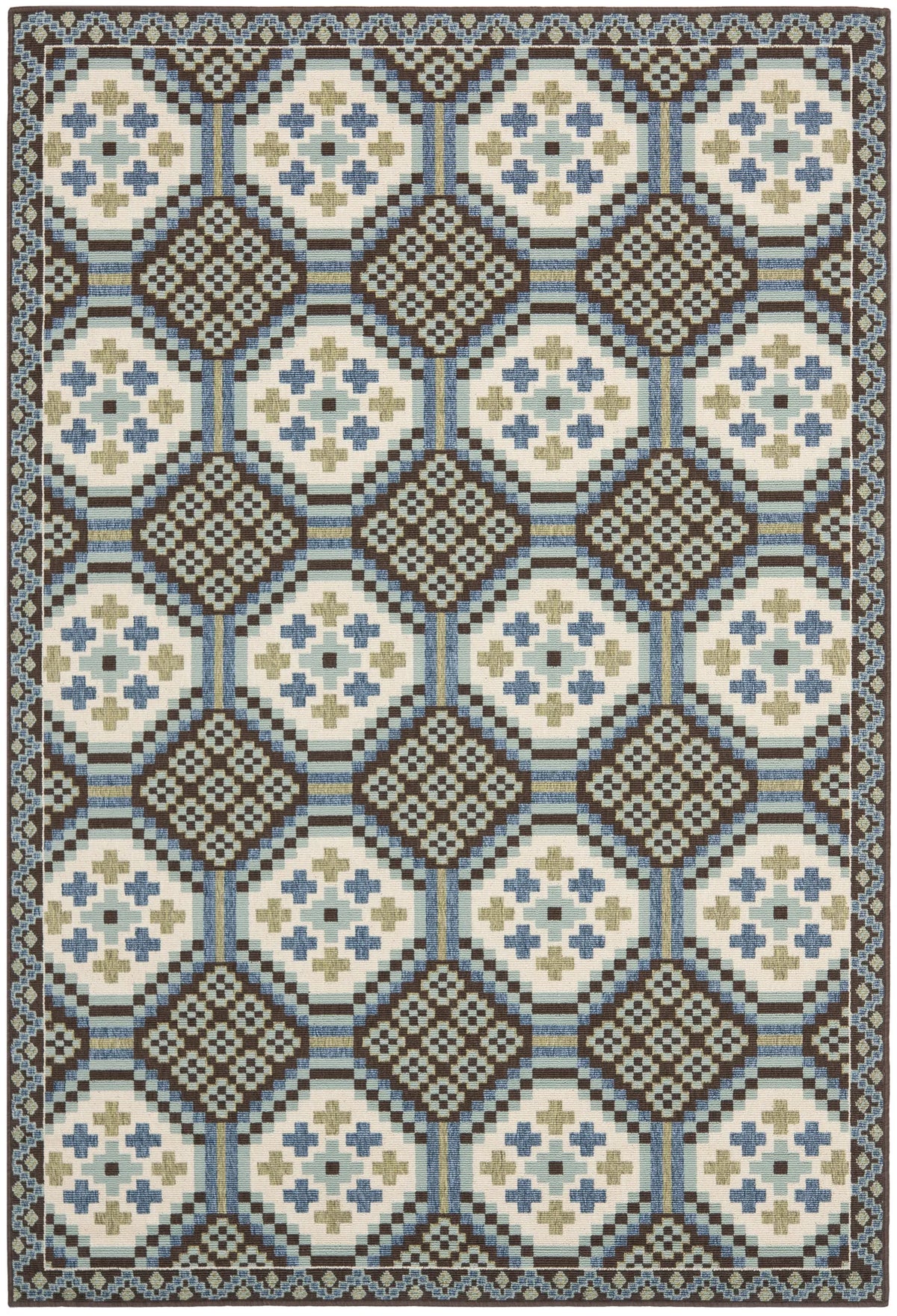 Safavieh Veranda 5'-3" x 7'-7" Rug in Blue / Chocolate