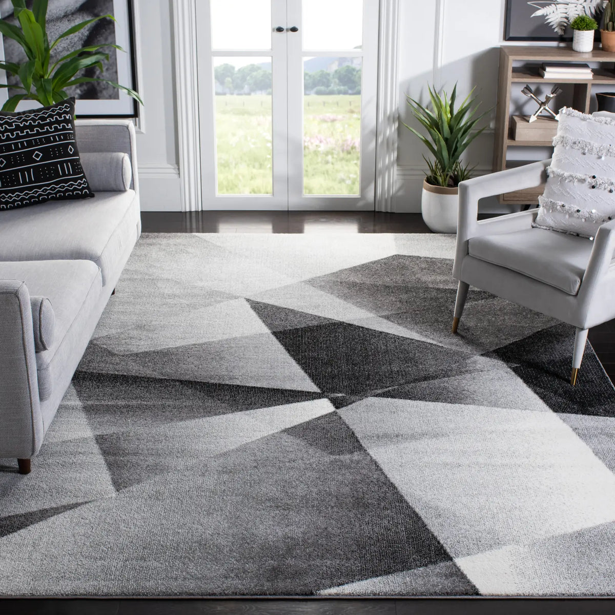Safavieh Porcello 10'-6" x 14'-0" Rug in Light Grey / Charcoal