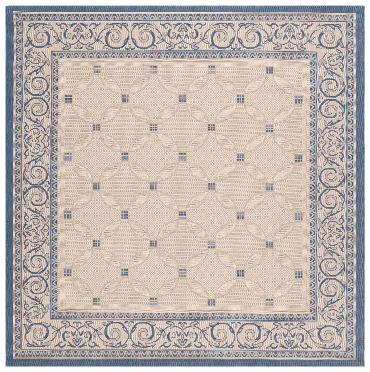 Safavieh Courtyard 7'-10" x 7'-10" Rug in Natural / Blue