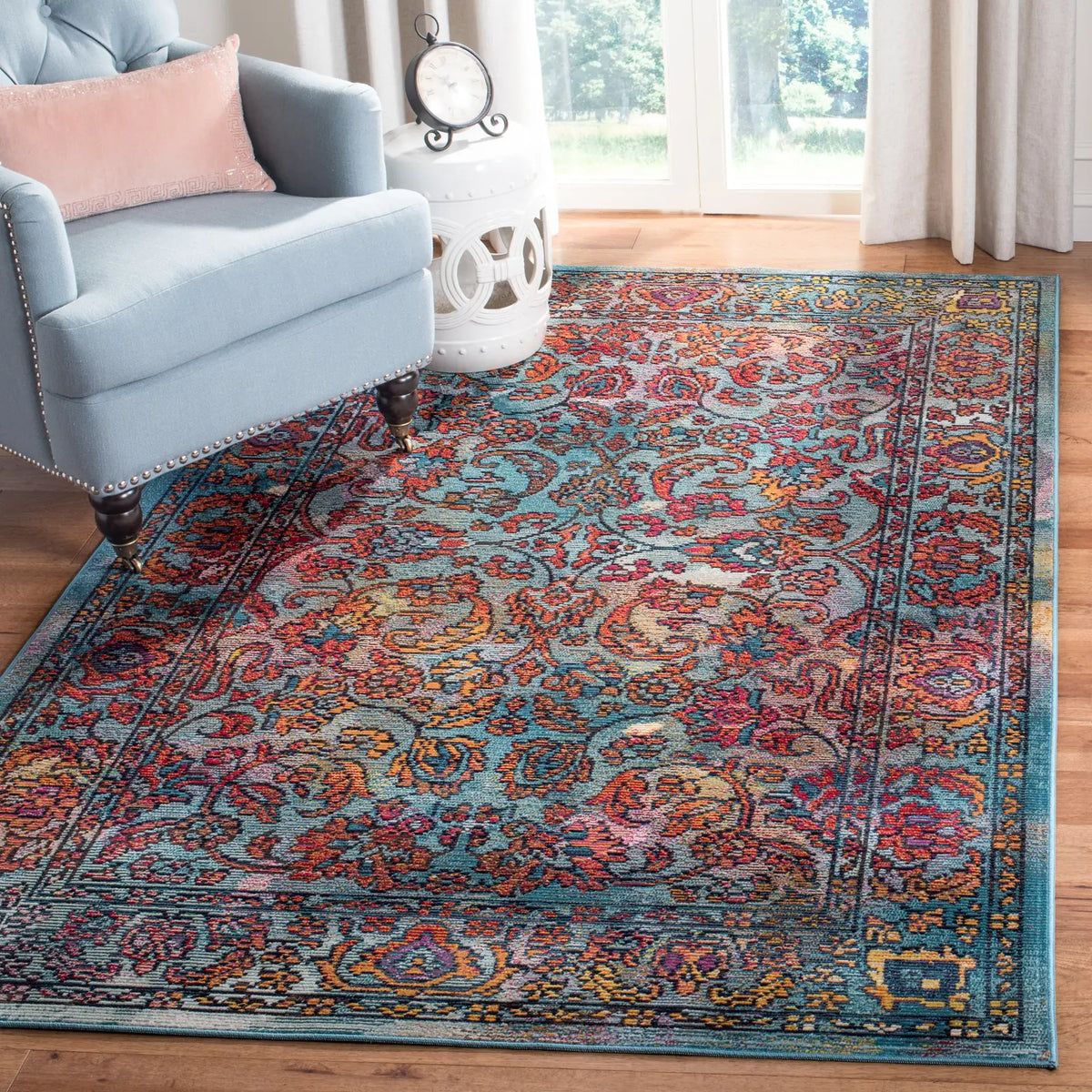 Safavieh Crystal 4'-0" x 6'-0" Rug in Light Blue / Orange