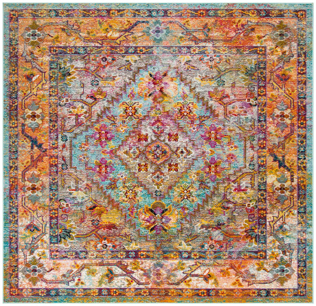 Safavieh Crystal 7'-0" x 7'-0" Rug in Light Blue / Orange