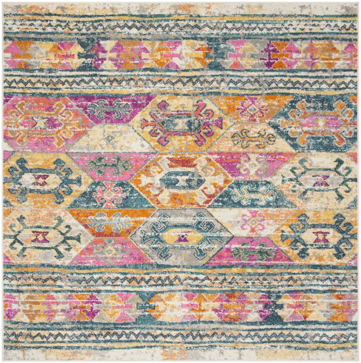 Safavieh Madison 6'-7" x 6'-7" Rug in Blue / Fuchsia