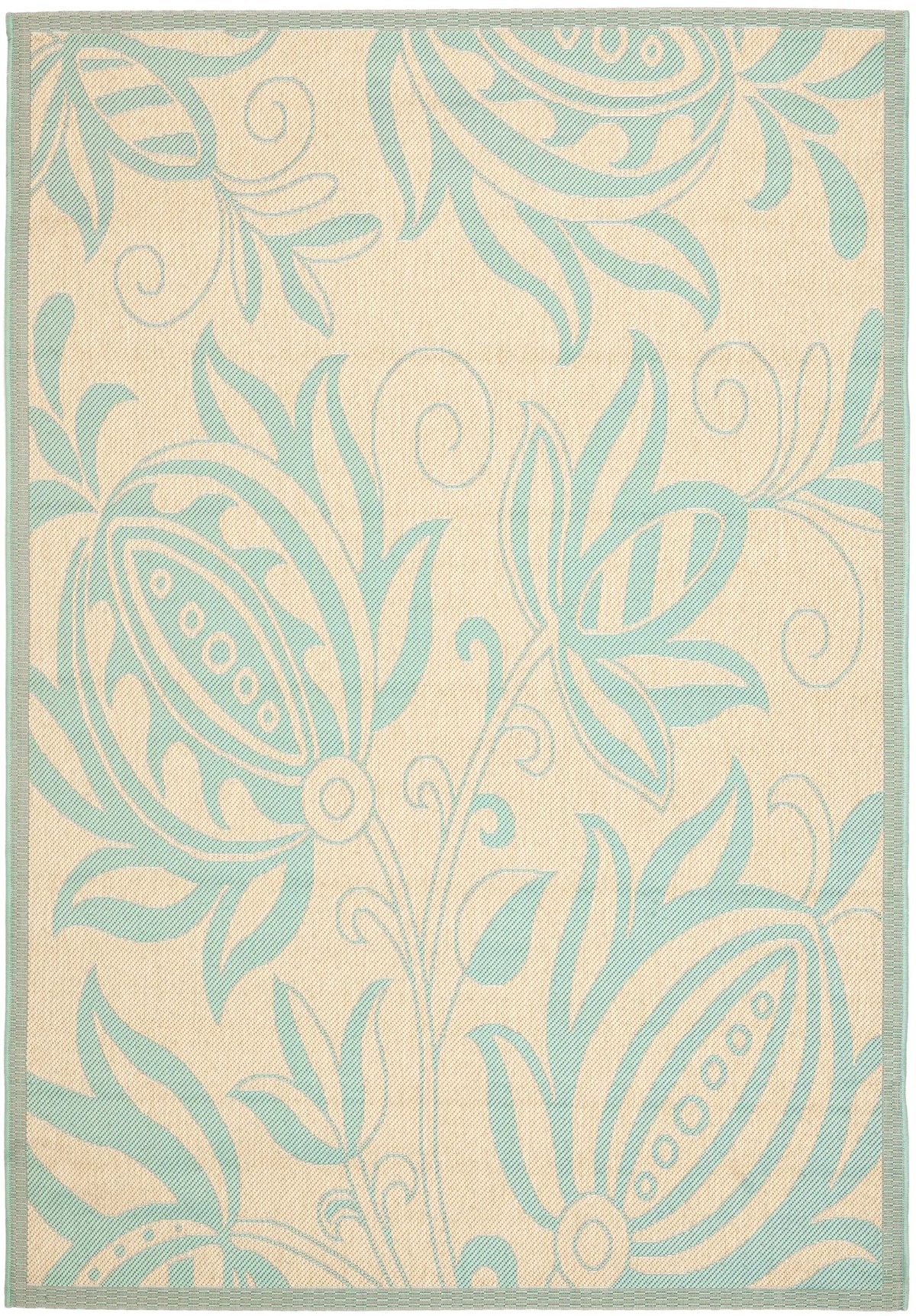 Safavieh Courtyard 4'-0" x 5'-7" Rug in Cream / Aqua