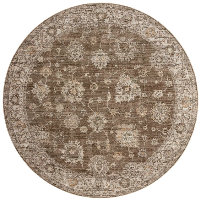 Loloi Priscilla PRL-01 Bark / Ivory Rug - round flat