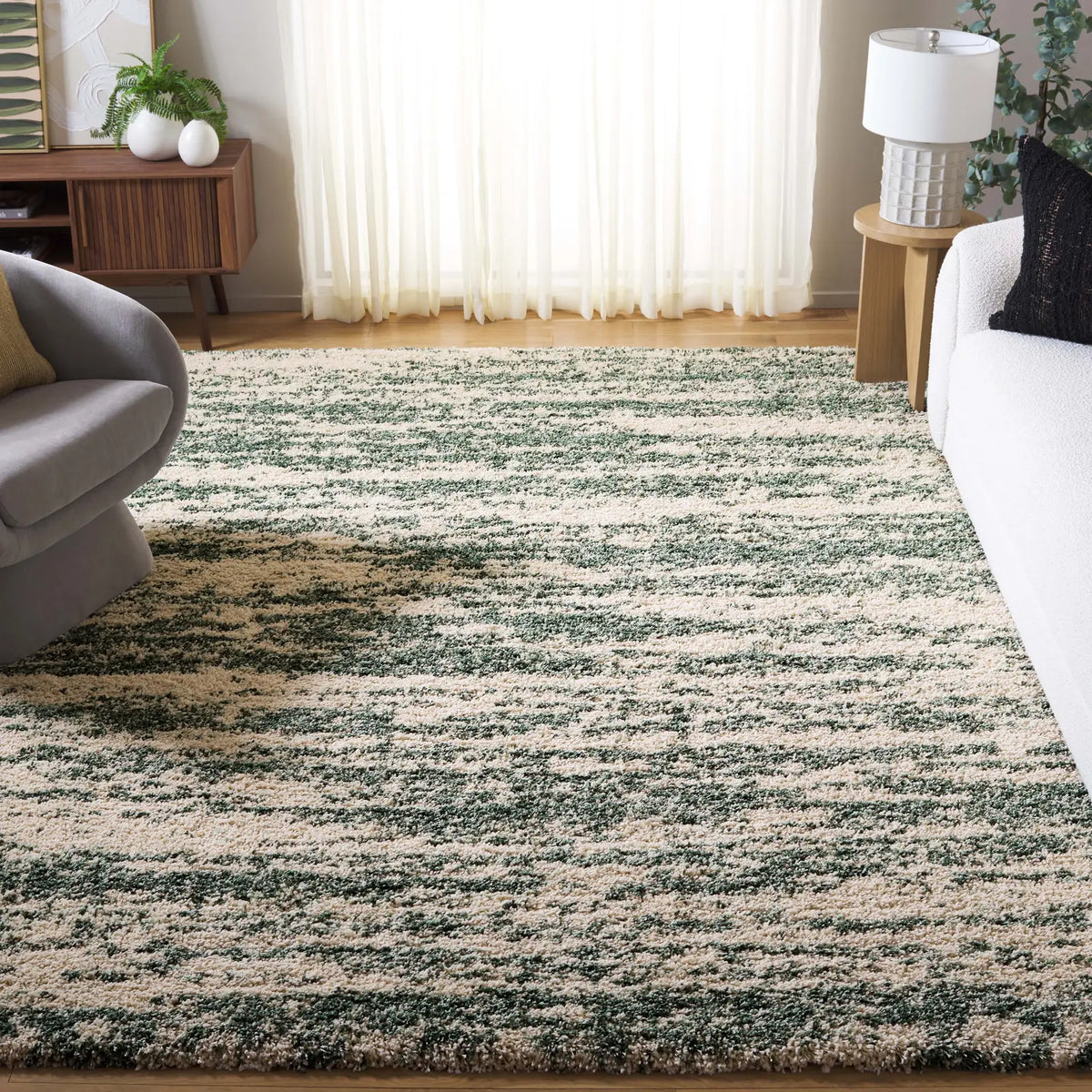 Safavieh Hudson Shag 10'-0" x 14'-0" Rug in Ivory / Green