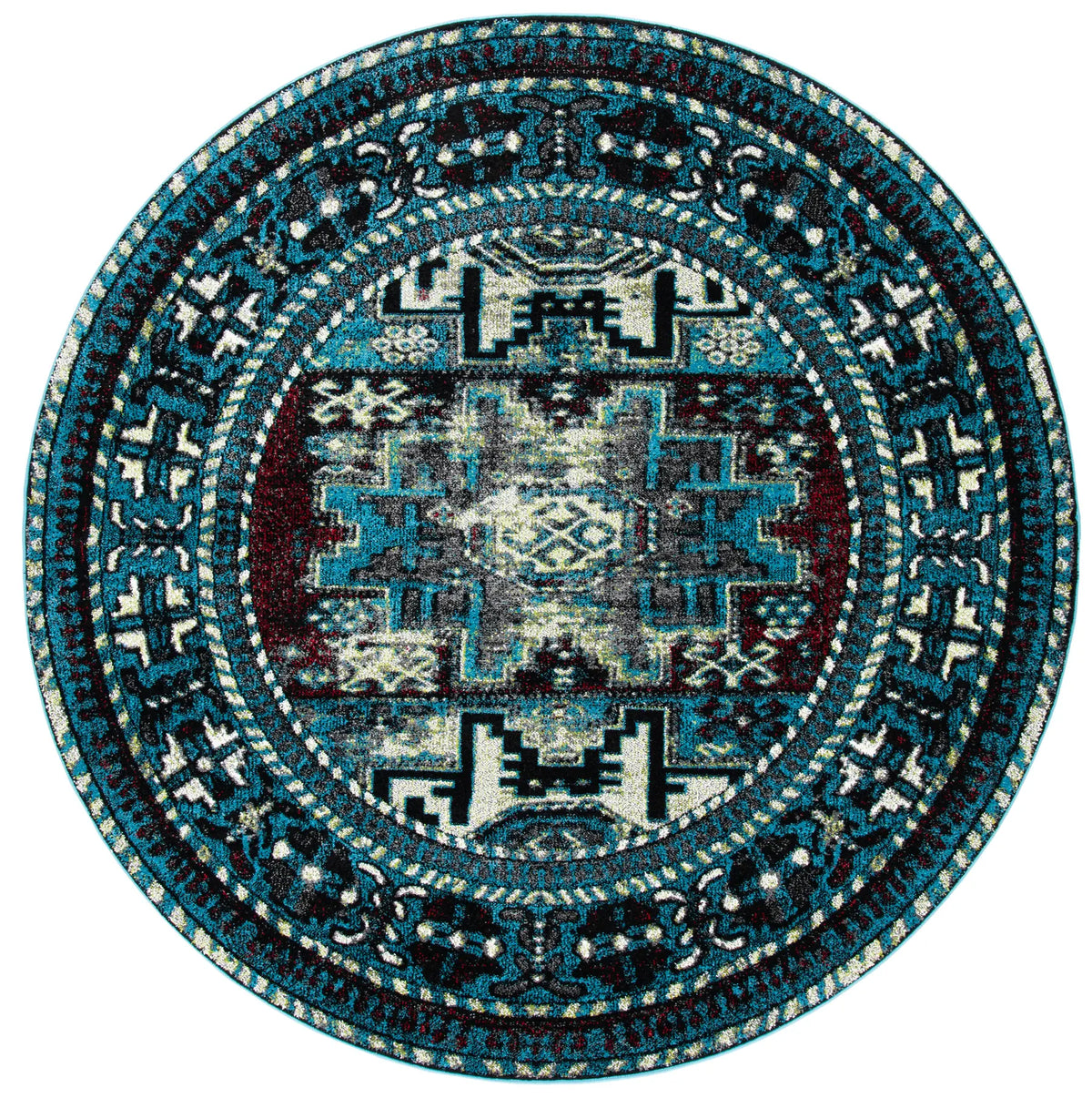 Safavieh Vintage Hamadan 5'-3" x 5'-3" Rug in Light Blue / Black