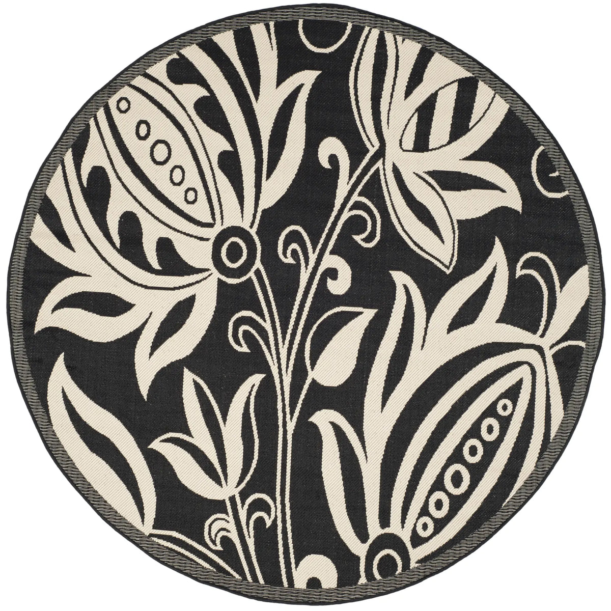 Safavieh Courtyard 6'-7" x 6'-7" Rug in Black / Sand