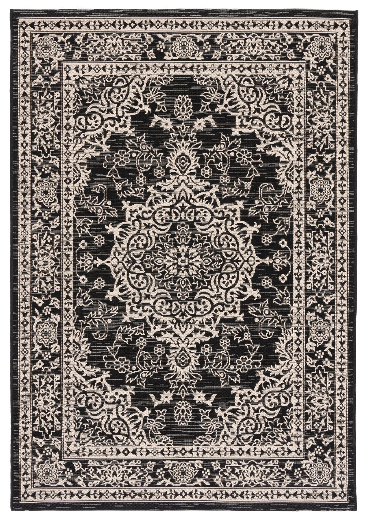 Safavieh Courtyard 5'-3" x 7'-7" Rug in Black / Ivory