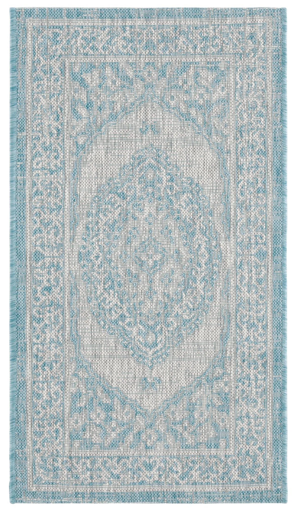 Safavieh Courtyard 2'-0" x 3'-7" Rug in Light Grey / Aqua