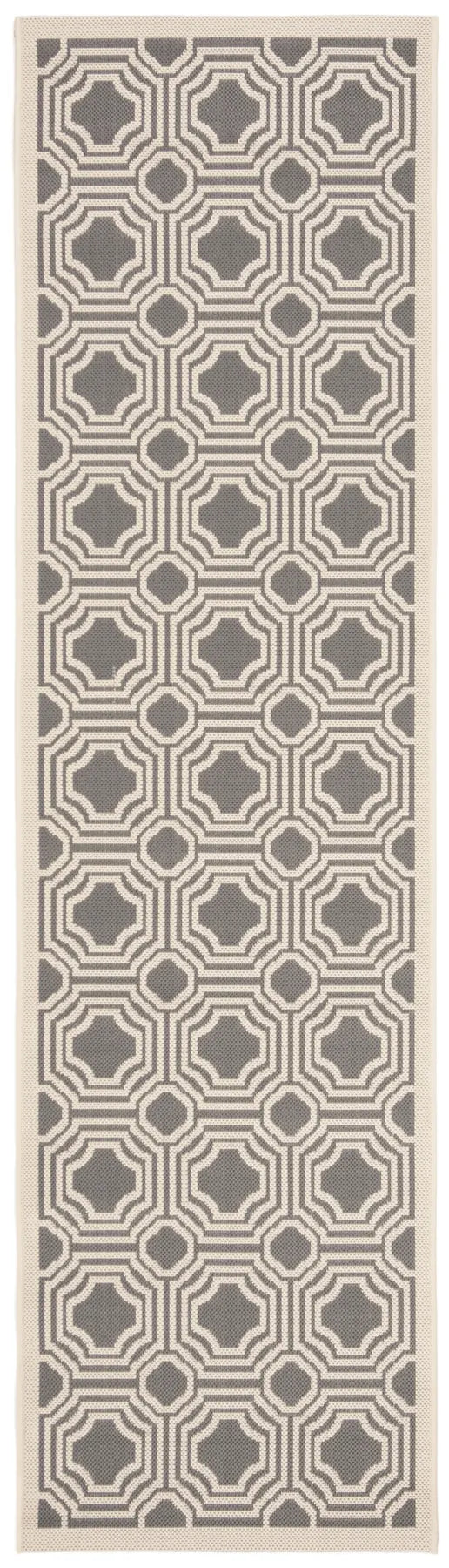 Safavieh Courtyard 2'-3" x 8'-0" Rug in Anthracite / Beige