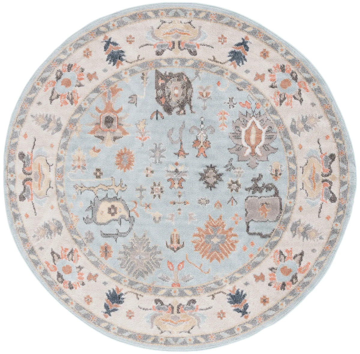 Safavieh Phoenix 500 6'-7" x 6'-7" Rug in Light Blue / Ivory Grey