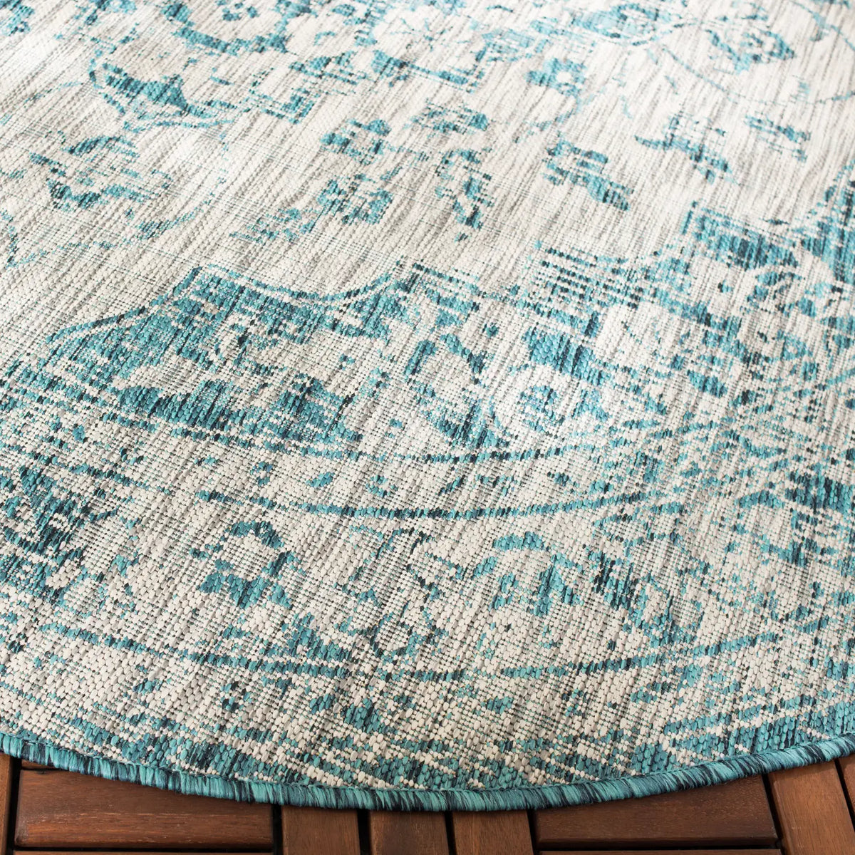 Safavieh Courtyard 6'-7" x 6'-7" Rug in Grey / Blue