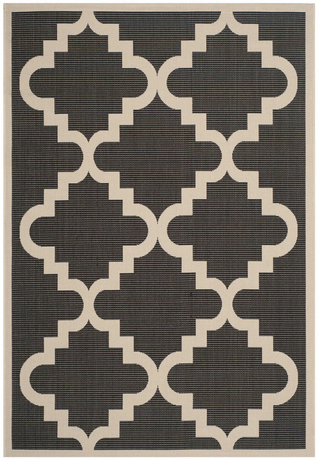 Safavieh Courtyard 5'-3" x 7'-7" Rug in Black / Beige