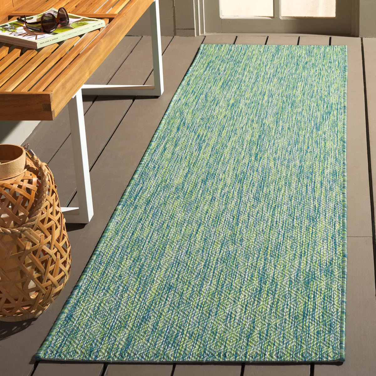 Safavieh Courtyard 2'-3" x 10'-0" Rug in Green / Blue