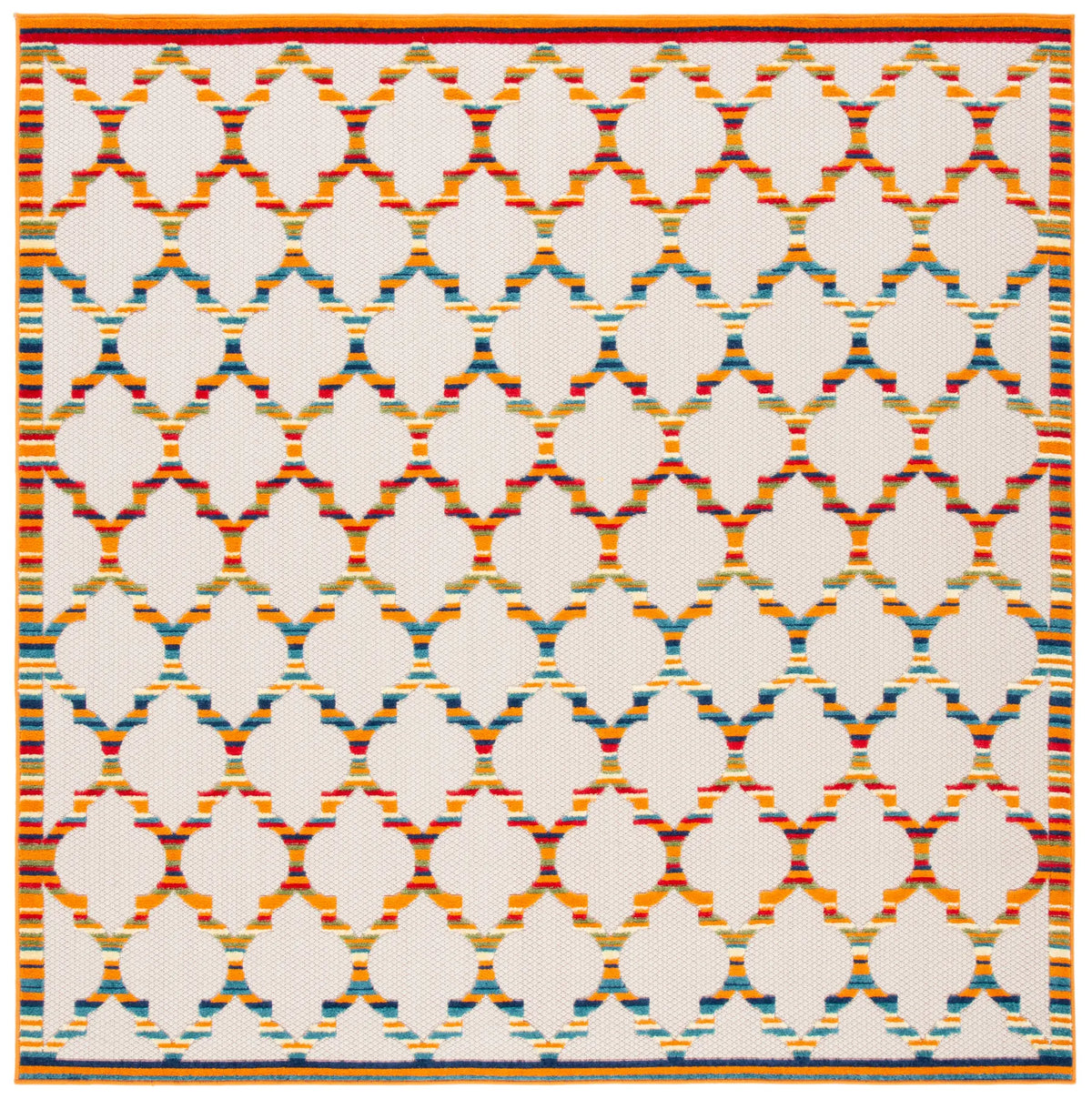 Safavieh Cabana 6'-7" x 6'-7" Rug in Ivory / Orange