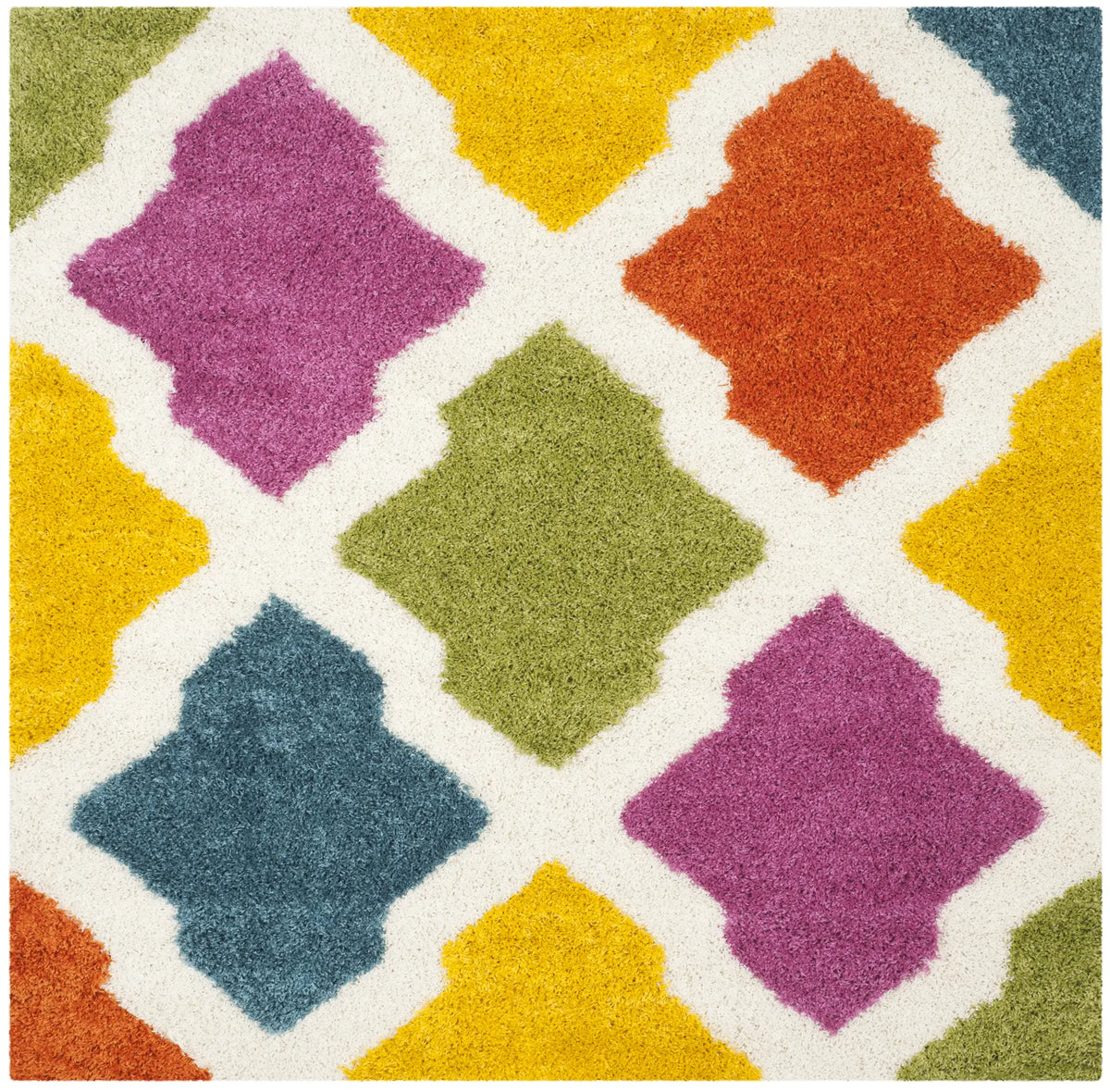 Safavieh Sgk-Shag Kids 6'-7" x 6'-7" Rug in Ivory / Multi