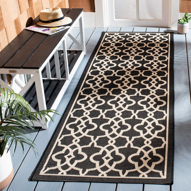 Safavieh Courtyard 2'-7" x 8'-2" Rug in Black / Beige