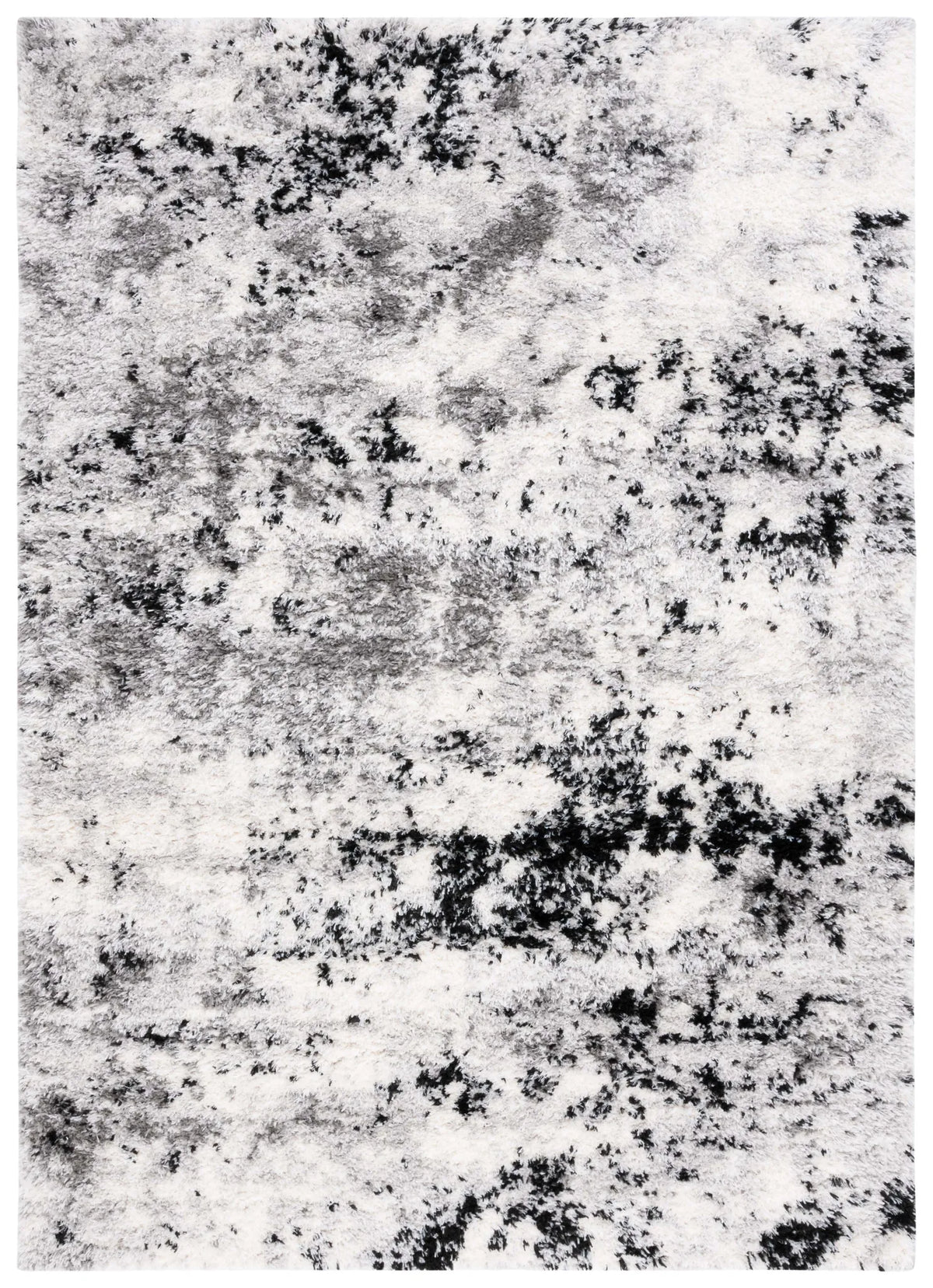 Safavieh Lindsay Shag 4'-0" x 6'-0" Rug in Grey / Black Ivory