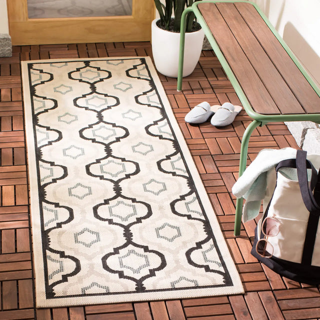 Safavieh Courtyard 2'-3" x 10'-0" Rug in Ivory / Black