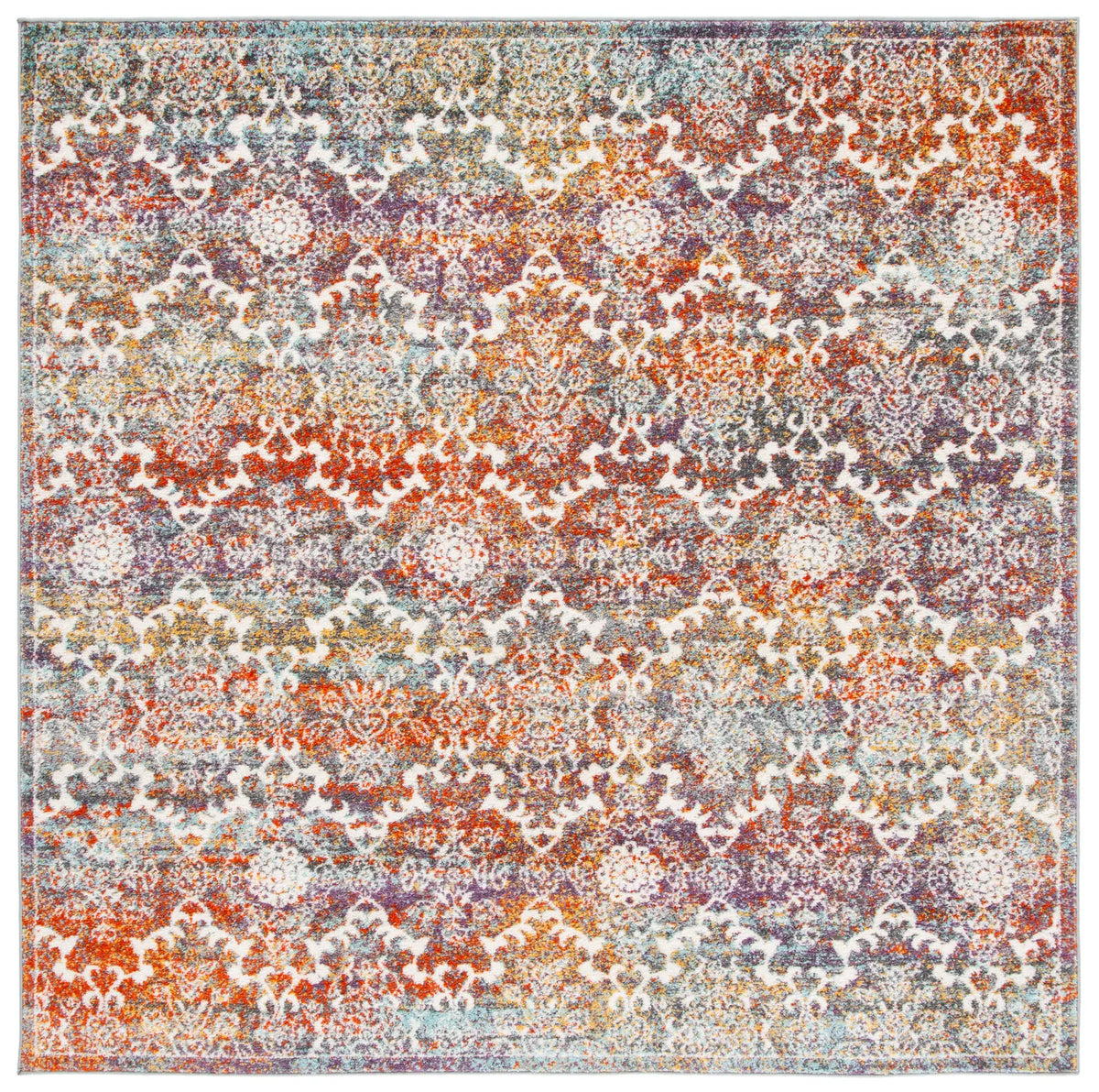 Safavieh Madison 900 6'-7" x 6'-7" Rug in Light Grey / Rust