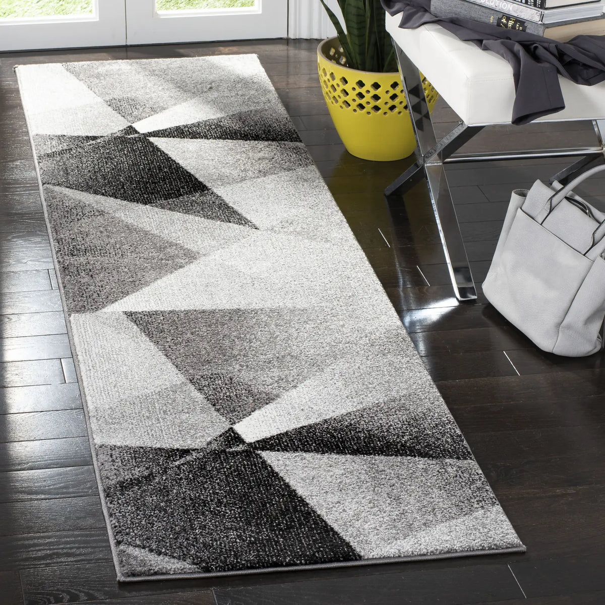 Safavieh Porcello 2'-3" x 10'-0" Rug in Light Grey / Charcoal