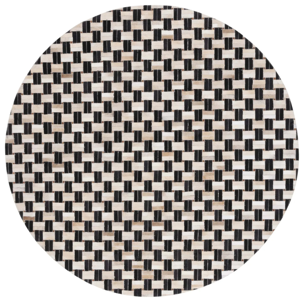 Safavieh Studio Leather 6'-0" x 6'-0" Rug in Black / Ivory