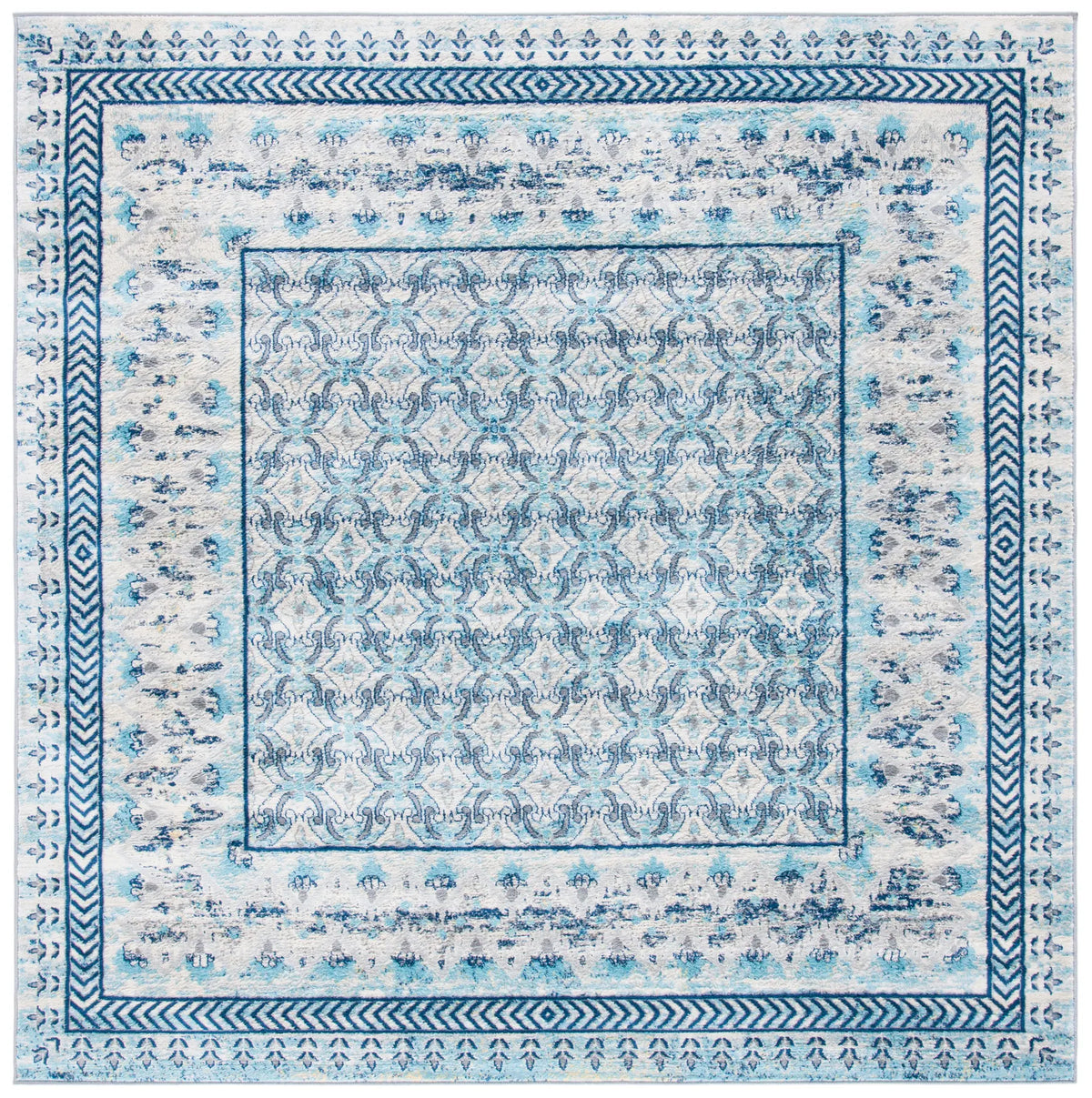 Safavieh Brentwood 6'-7" x 6'-7" Rug in Ivory / Aqua