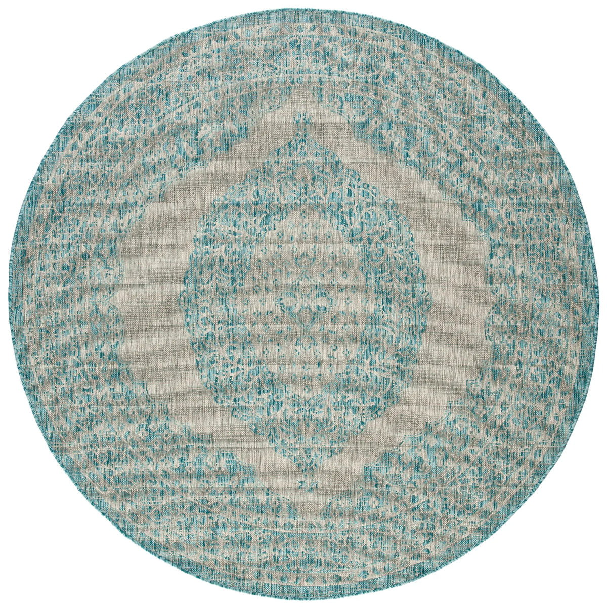 Safavieh Courtyard 5'-3" x 5'-3" Rug in Light Grey / Aqua