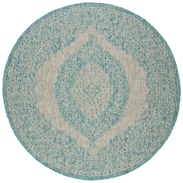 Safavieh Courtyard 5'-3" x 5'-3" Rug in Light Grey / Aqua