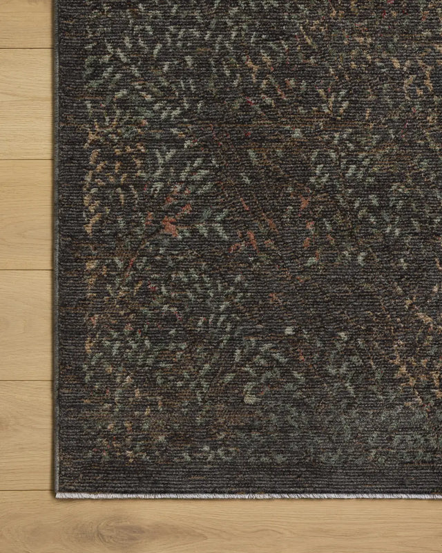 Loloi Winchester WNC-12 Traditional Power Loomed Ink, Forest Rug - corner on wood