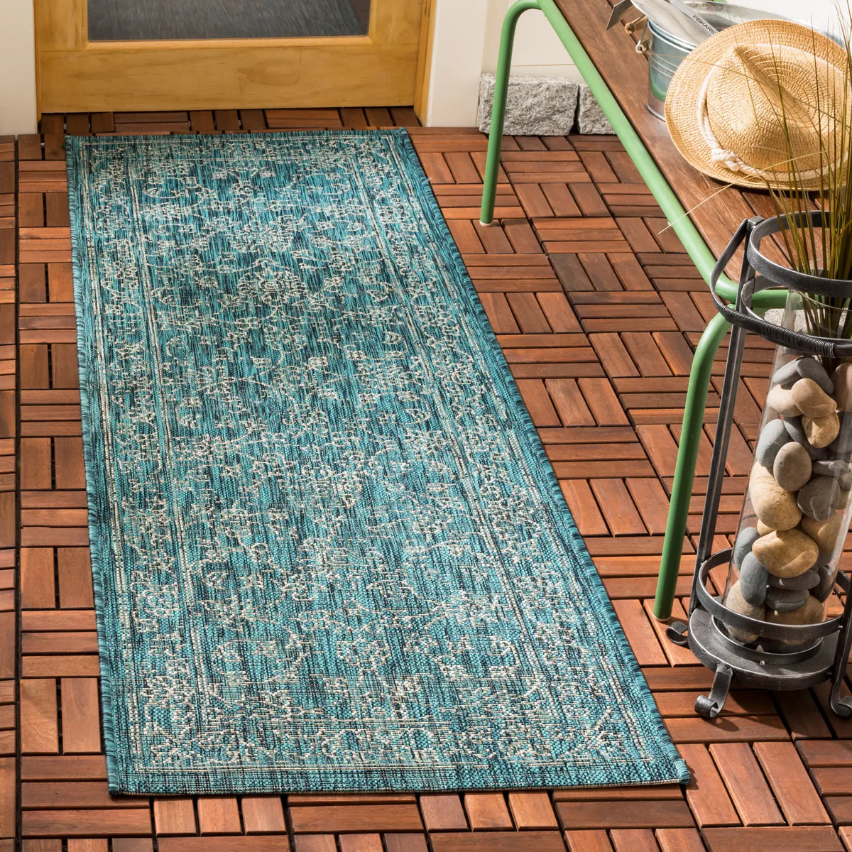 Safavieh Courtyard 2'-3" x 10'-0" Rug in Turquoise