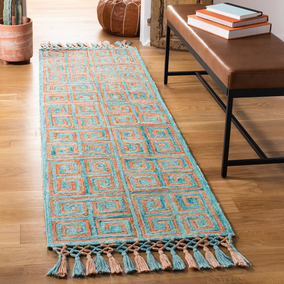 Safavieh Sahara 2'-3" x 8'-0" Rug in Rust / Aqua