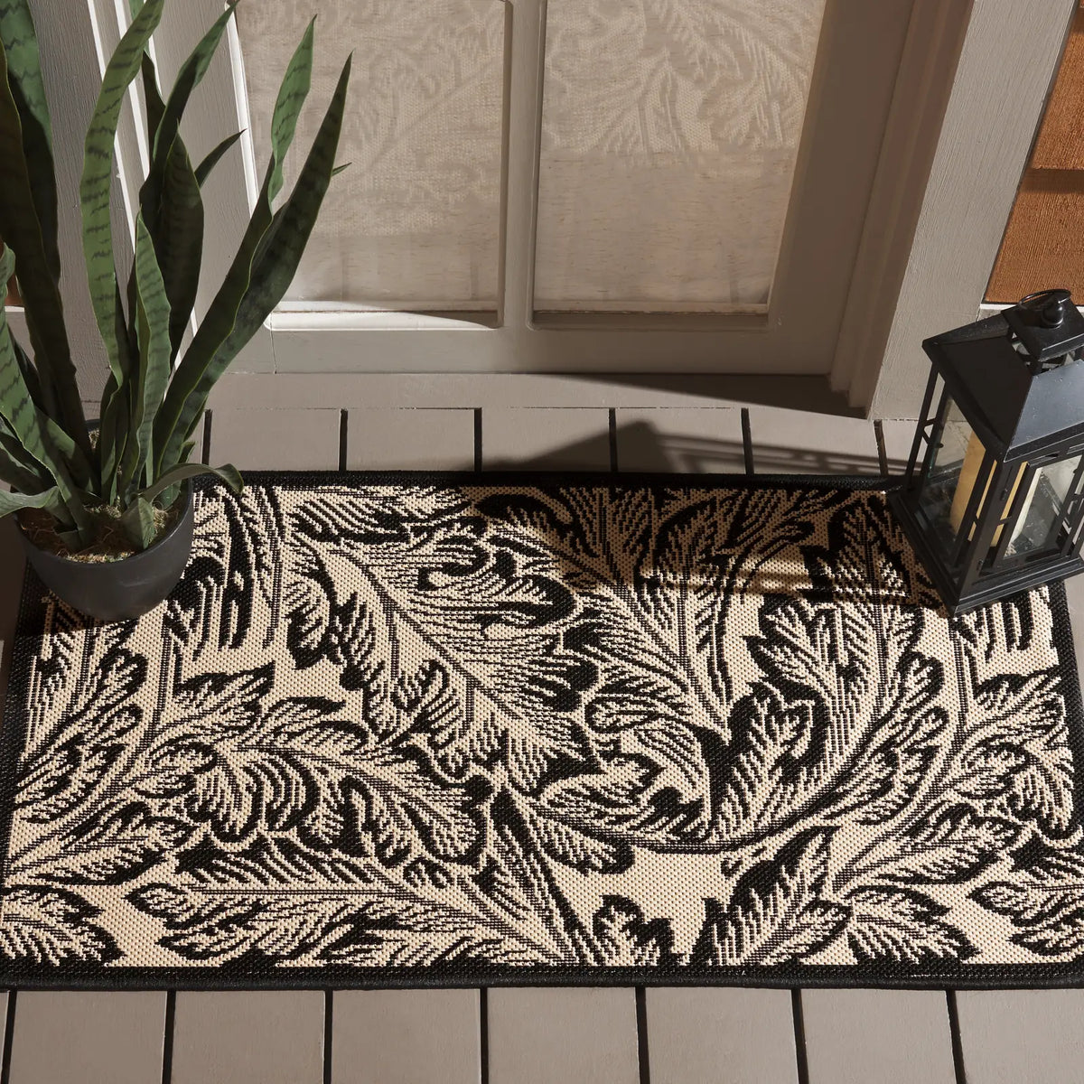 Safavieh Courtyard 2'-0" x 3'-7" Rug in Sand / Black