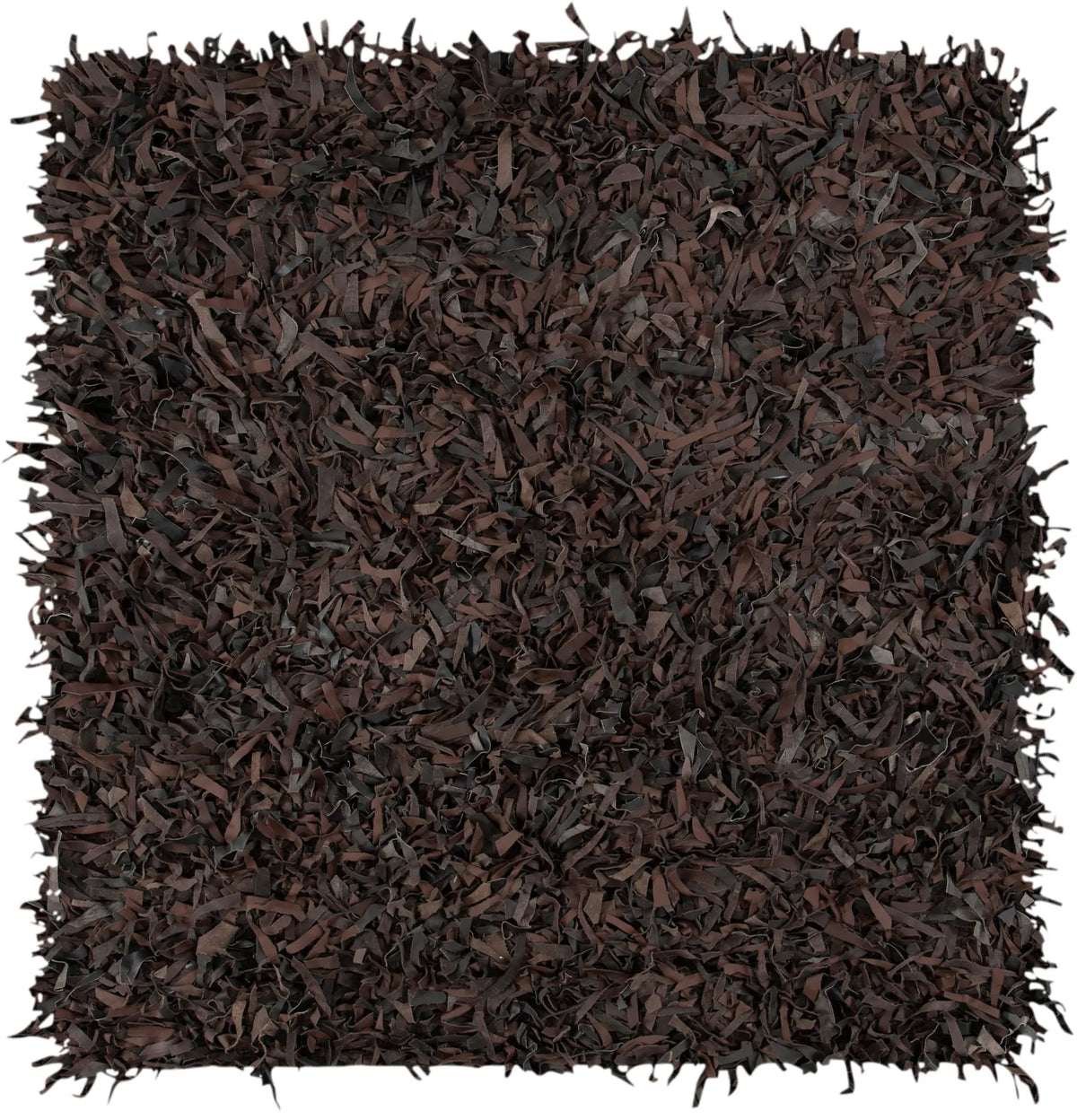 Safavieh Leather Shag 5'-0" x 5'-0" Rug in Dark Brown