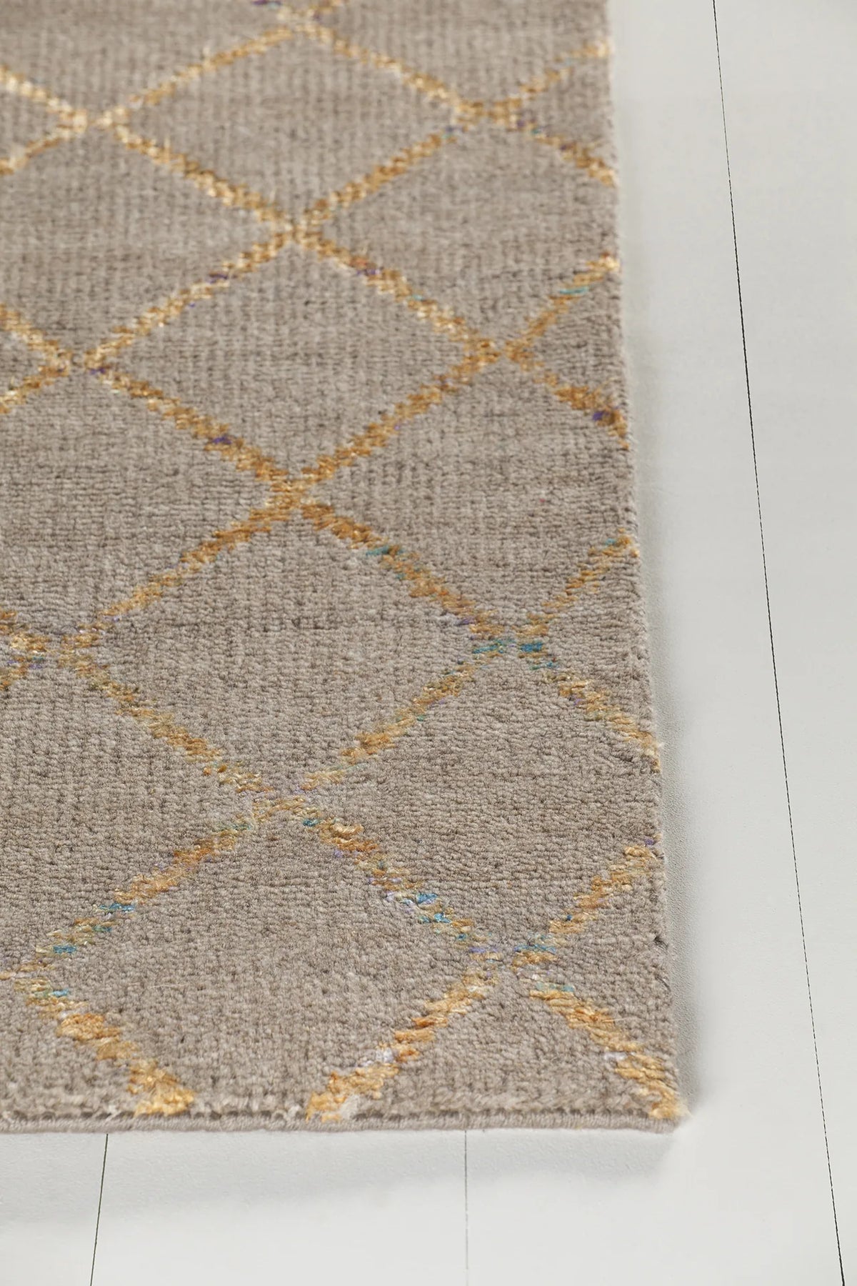 Chandra Aarushi AAR-44001 Tan and Gold rug, corner detail
